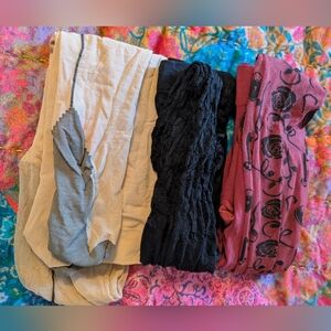 snag tights lot of 3 - cuban heel, polka dot and roses size f and e